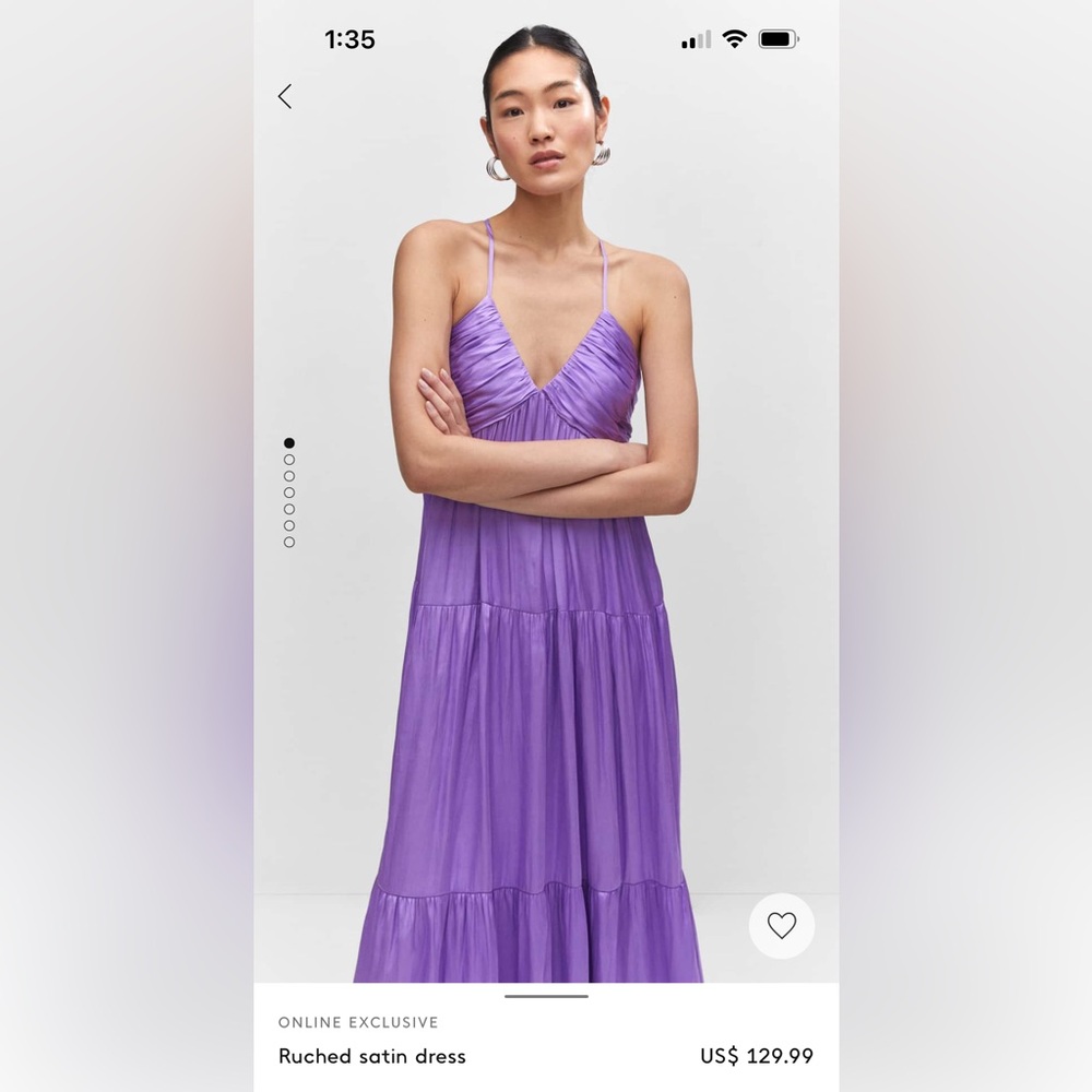 Mango Satin Tiered Maxi Dress